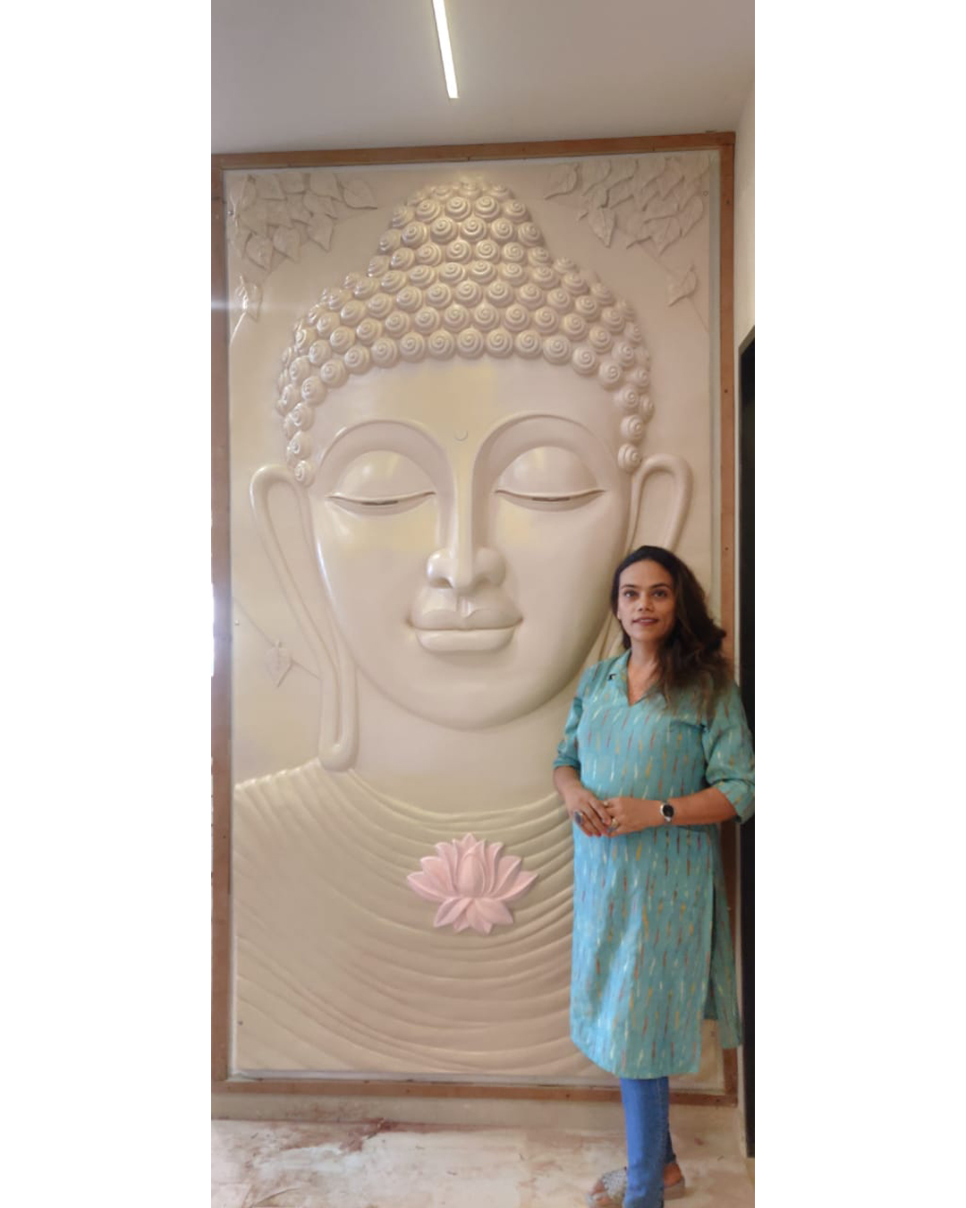 Riddhi Siddhi Art Creations - Extra Large Full Face White Relief Mural